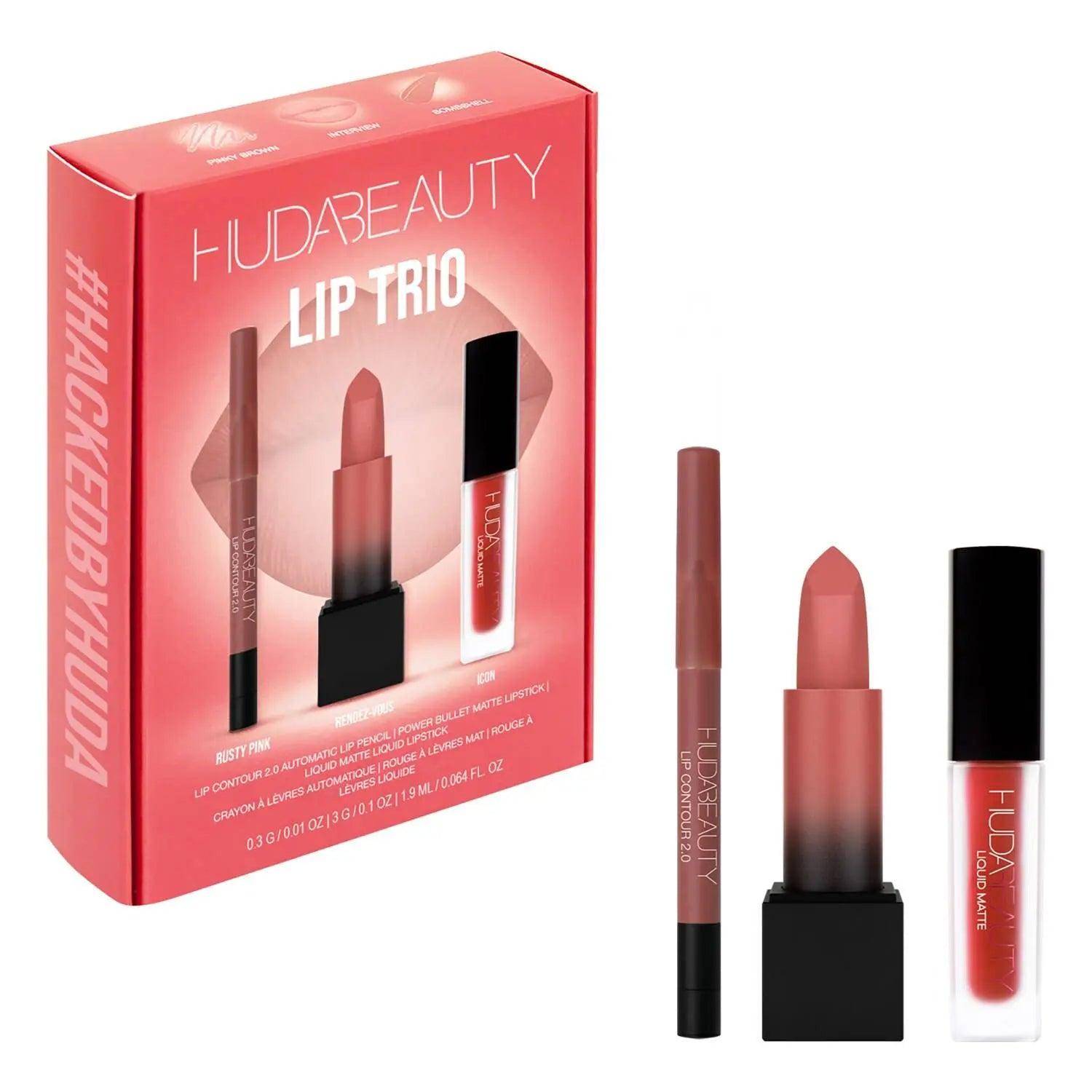 HUDA BEAUTY The Ultimate Icon Lip Trio The Good Vibes