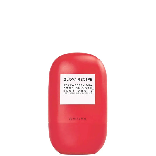 GLOW RECIPE Strawberry BHA Pore-Smooth Blur Drops 30ml product for minimizing pores and balancing oil production.