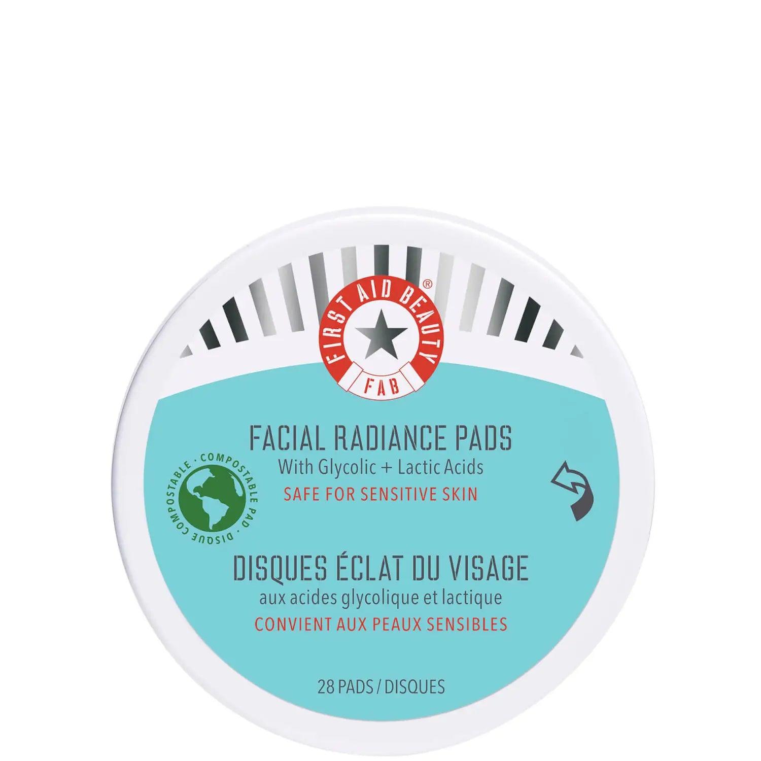 First Aid Beauty Facial Radiance Pads with Glycolic and Lactic Acids Travel Size The Good Vibes