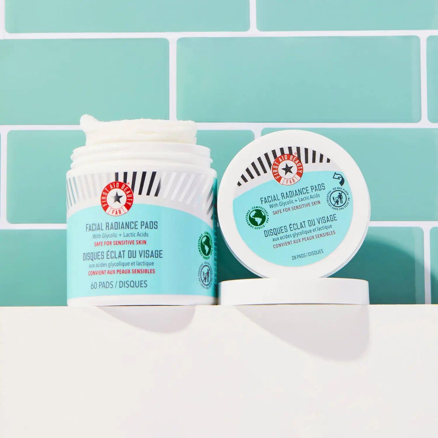 First Aid Beauty Facial Radiance Pads with Glycolic and Lactic Acids Travel Size The Good Vibes