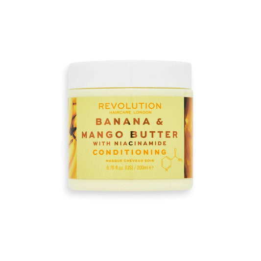 Revolution Haircare Conditioning Hair Mask 200ml with banana and mango butter for nourishing hair treatment.