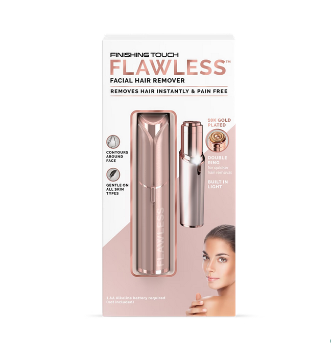 Finishing Touch Flawless facial hair remover packaging on a white background