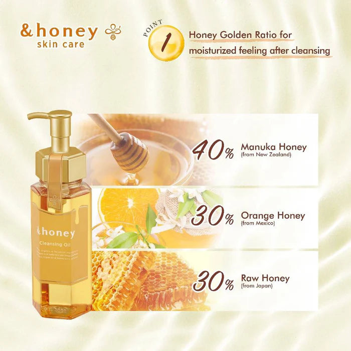 &honey Moisturizing Honey Cleansing Oil 180ml – Hydrating Japanese Makeup Remover