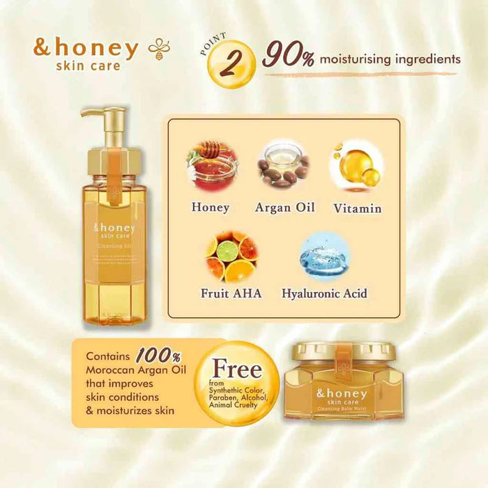 &honey Moisturizing Honey Cleansing Oil 180ml – Hydrating Japanese Makeup Remover