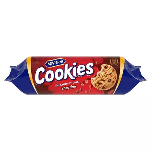 McVitie's Cookies The Chunky One Choc Chip 150g package with cookie image for snack enthusiasts.