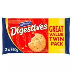 McVitie's Digestives Original Biscuits Twin Pack 2 x 360g great value snack packaging