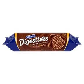 McVitie's Milk Chocolate Digestive Biscuits 400g packaging featuring a classic design and inviting chocolatey look.