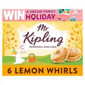 Mr Kipling Lemon Whirls 6 Pack featuring a rabbit, cakes, and a holiday promotion.
