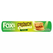 Fox's Biscuits Favourites Crunch Creams 200g pack featuring crunchy cream biscuits, suitable for vegetarians.
