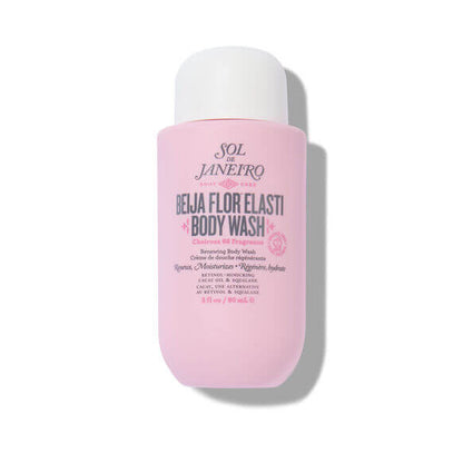 Sol de Janeiro Beija Flor Body Wash in a pink bottle, perfect for a luxurious shower experience.