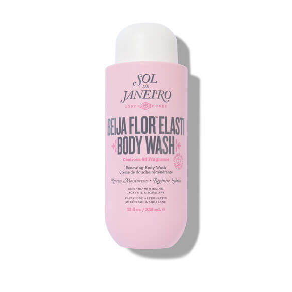 Sol de Janeiro Beija Flor Body Wash bottle featuring nourishing formula for a rejuvenating shower experience.