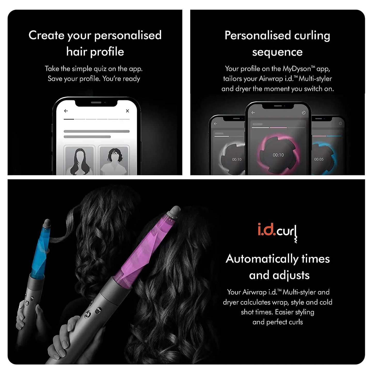 Personalize your styling with Dyson Airwrap I.D. app for tailored curling and automatic adjustments.