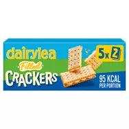 Dairylea Filled Crackers Cheese Snack box, 5x19.3g, suitable for vegetarians, allergen info on packaging.