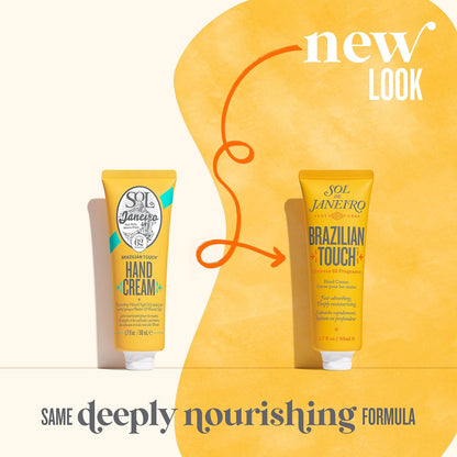 Sol de Janeiro Brazilian Touch Hand Cream 50ml, showcasing new look with Brazilian Touch hand cream tubes.