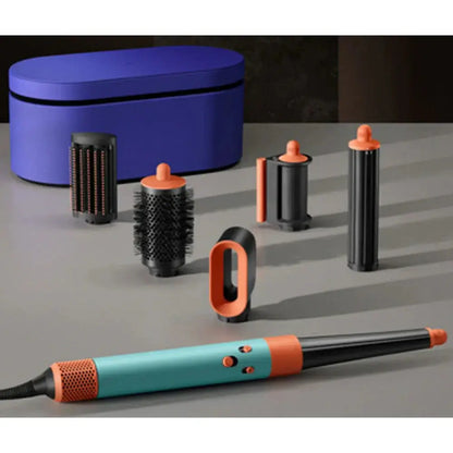 Dyson Airwrap I.D. Patina & Topaz with accessories on display, designed for versatile hair styling.