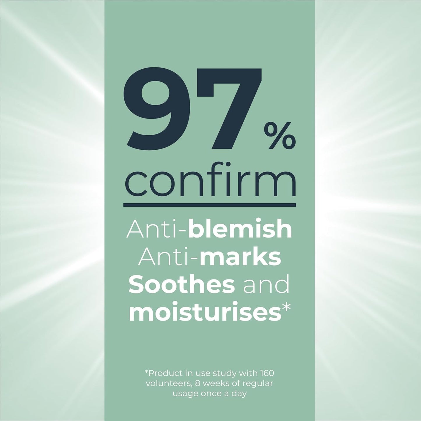 Eucerin Product packaging with text about anti-blemish, anti-marks, soothing, and moisturizing effects on a light green background.