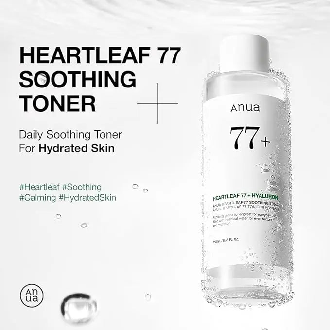 Anua Heartleaf 77% Soothing Toner I pH 5.5 Skin Trouble Care, Calming Skin, Refreshing, Purifying 250ml The Good Vibes