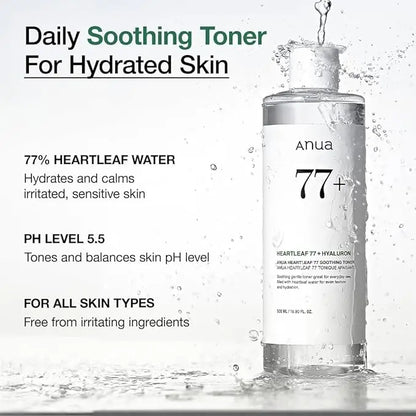 Anua Heartleaf 77% Soothing Toner I pH 5.5 Skin Trouble Care, Calming Skin, Refreshing, Purifying 250ml The Good Vibes