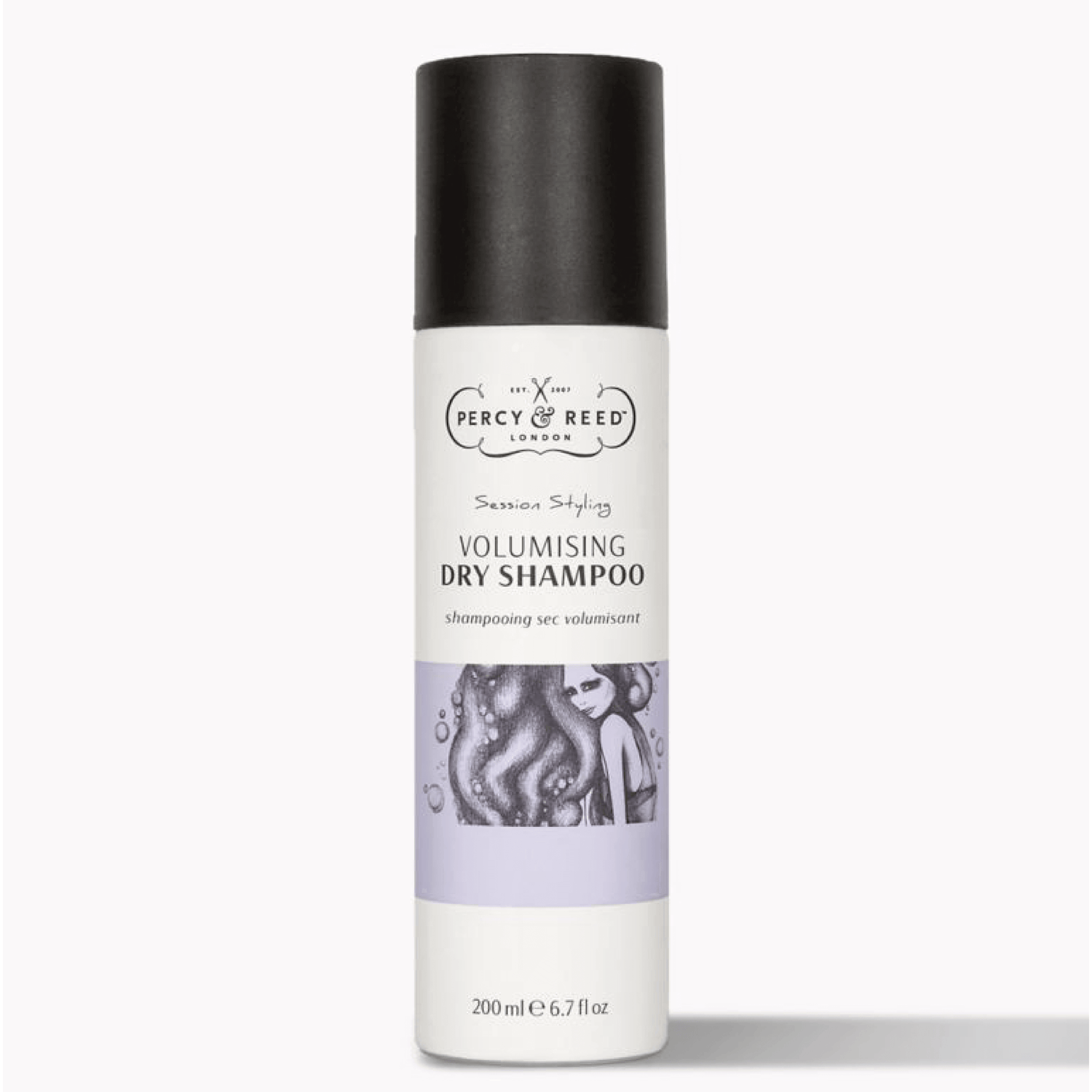 Percy & Reed Session Styling Volumising Dry Shampoo 200ml for fresh, clean hair appearance without washing.