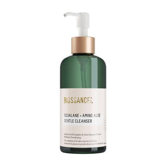 BIOSSANCE Squalane + Amino Aloe Gentle Cleanser 200ml bottle, foaming gel for hydrating and soothing skin.