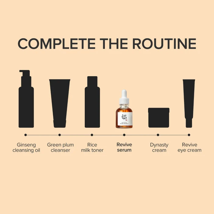 Skincare product lineup with text 'Complete the Routine' on a beige background