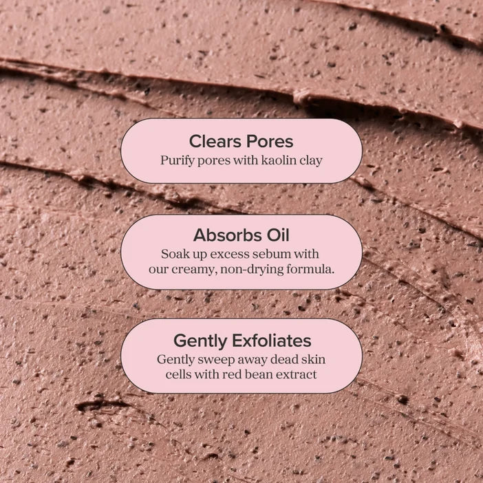 Text overlay on a textured brown surface describing skincare benefits.