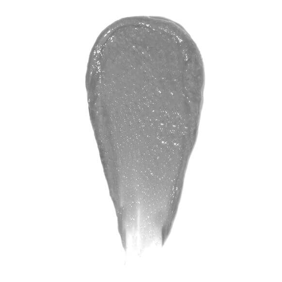 Silver glittery lip gloss on a white background