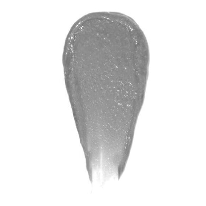Silver glittery lip gloss on a white background