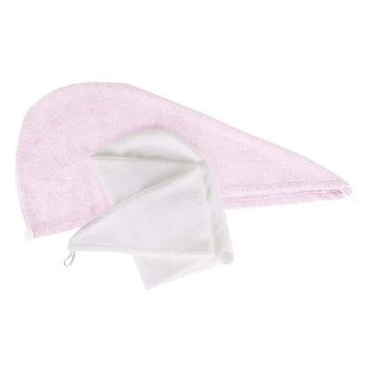 Brushworks Hair Wrap set, featuring a pink microfibre towel for quick drying and moisture wicking without heat damage.
