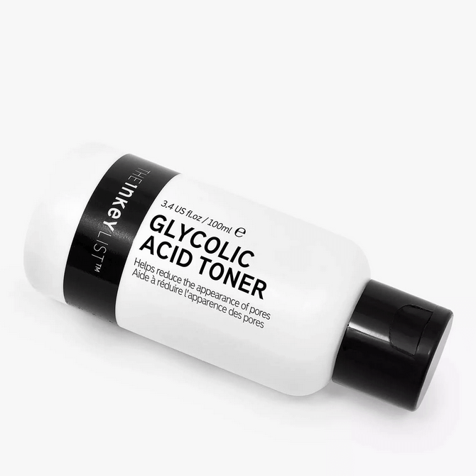 The INKEY List Glycolic Acid Toner 100ml bottle, designed to reduce pores and enhance skin brightness.