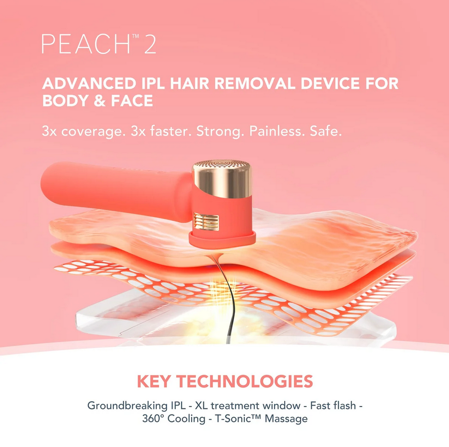 FOREO PEACH 2 go Skin Cooling System - Advanced Hair Reduction IPL Device  - Peach