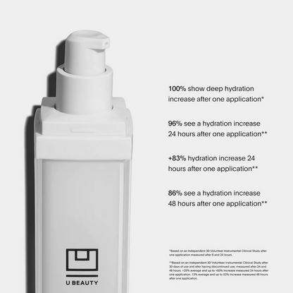 Skincare U Beauty Super Smart Hydrator bottle with hydration benefits text on a white background