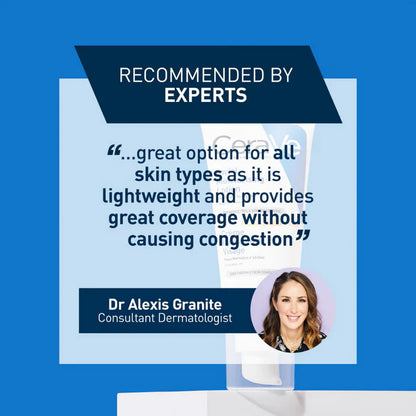 CeraVe Facial Moisturising Lotion SPF25 Product with dermatologist endorsement on a blue background