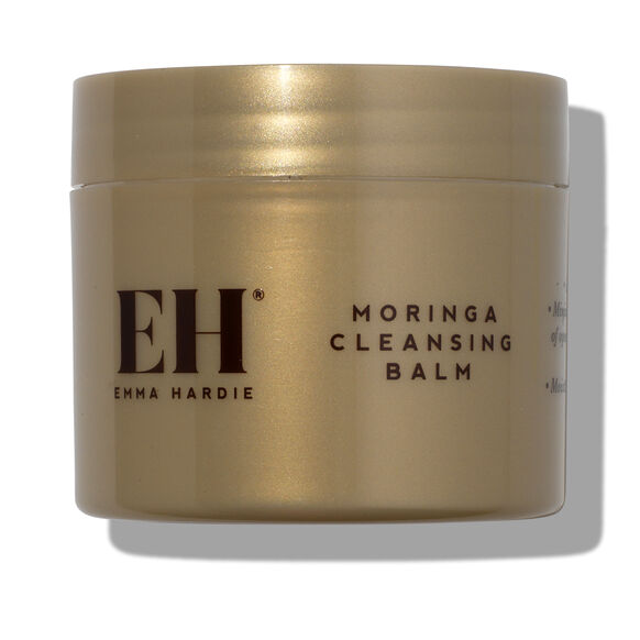 Gold jar of Emma Hardie Moringa Cleansing Balm on a white background