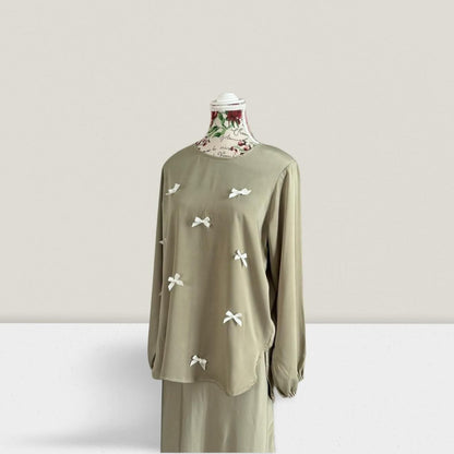 NED Bow Satin Skirt Set