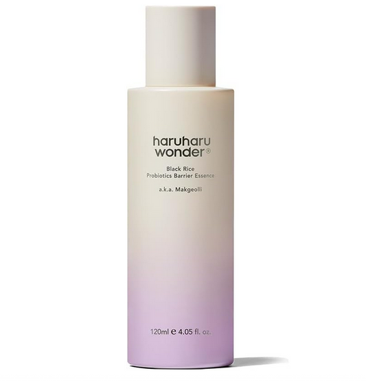 Haruharu Wonder skincare bottle with gradient design on a white background