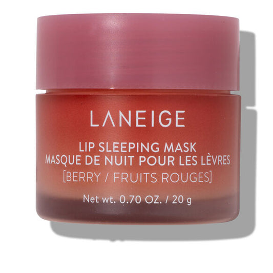 Laneige lip sleeping mask jar with a red gradient on a white background