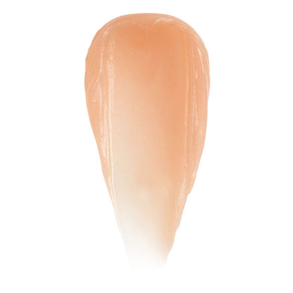 Beige lip balm stick on a white background