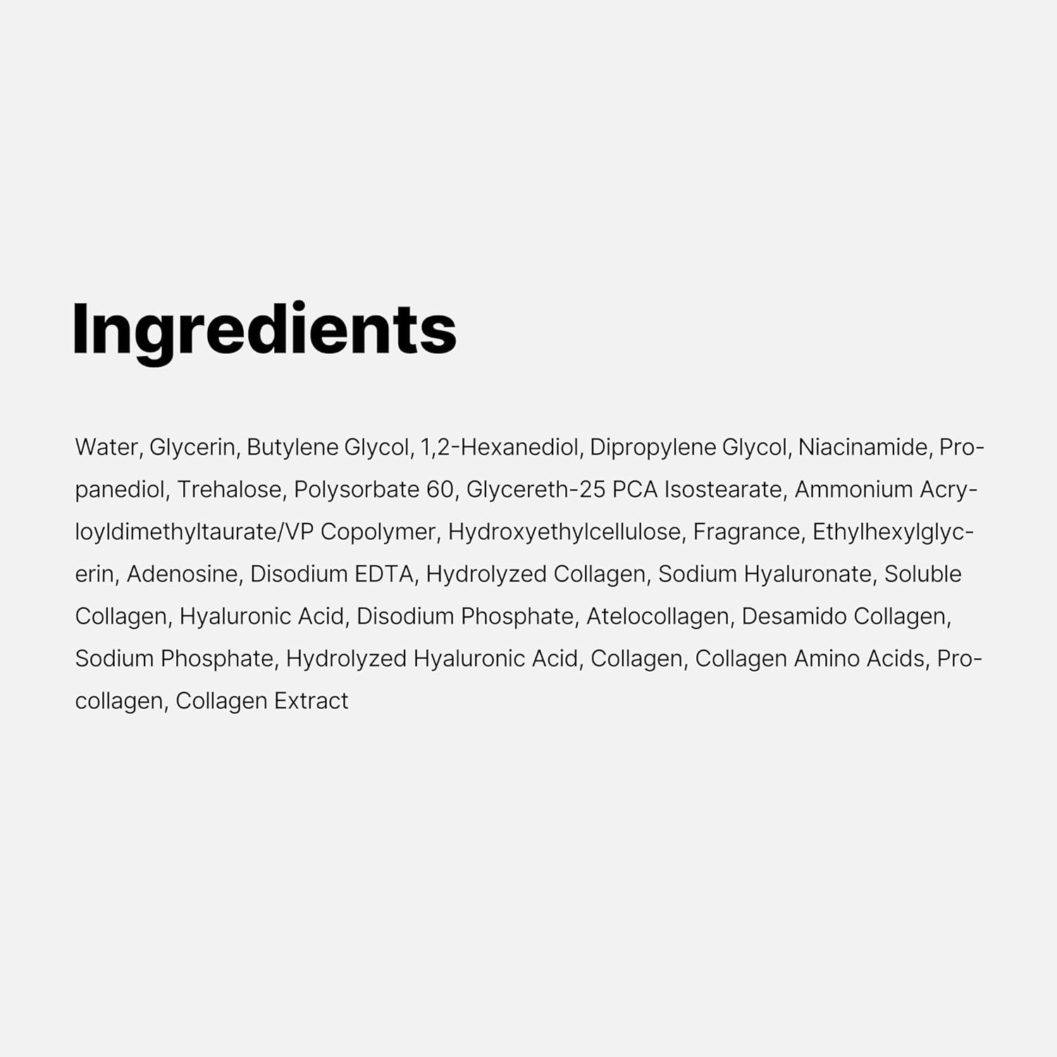 List of ingredients on a white background