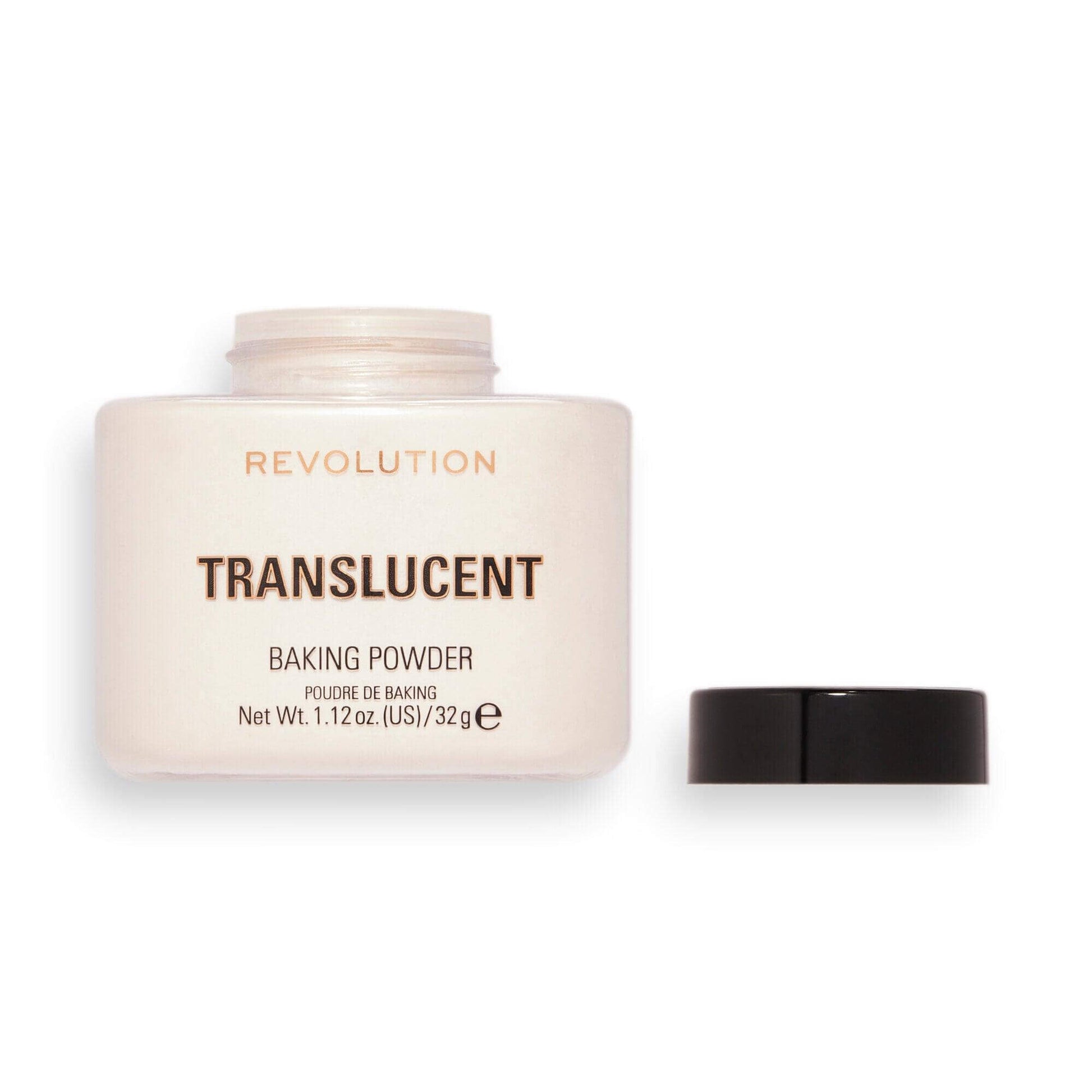 Makeup Revolution Loose Baking Powder in Translucent, ideal for setting makeup and balancing skin tone.