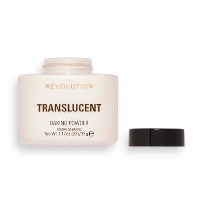 Makeup Revolution Loose Baking Powder in Translucent, ideal for setting makeup and balancing skin tone.
