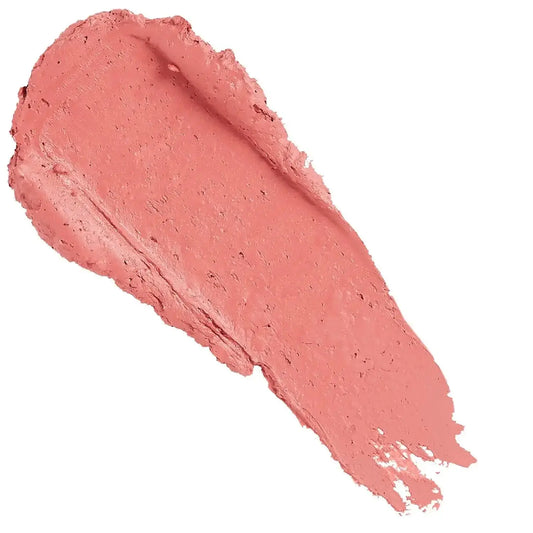 Makeup Revolution Satin Kiss Lipstick swatch in White Wedding, a creamy pink-toned nude shade for a velvety finish.