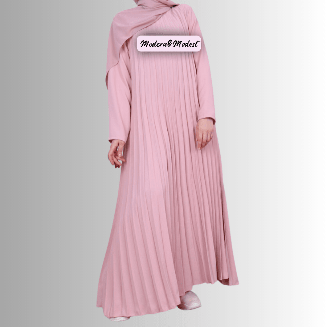 Pale Pink Pleated Dress Modern & Modest