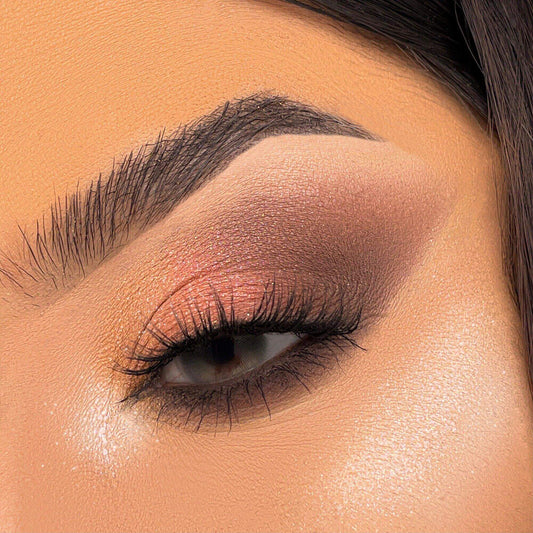 Close-up of a beautifully blended eye makeup look using Revolution Pro Moments Eye Palette Bewitching.