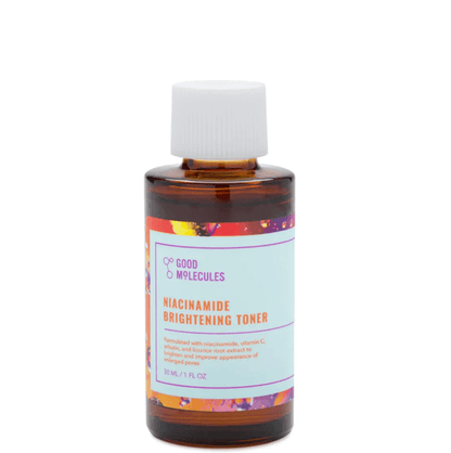 Good Molecules Niacinamide Brightening Toner 30ml in a sleek bottle, designed to promote bright, even skin tone.