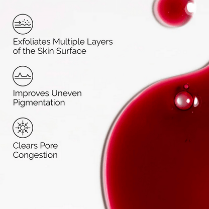 The Ordinary AHA 30% + BHA 2% Peeling Solution highlights exfoliation, improved pigmentation, and cleared pore congestion.