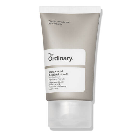 The Ordinary Azelaic Acid Suspension 10% in a tube, a skincare product for brighter, clearer skin.