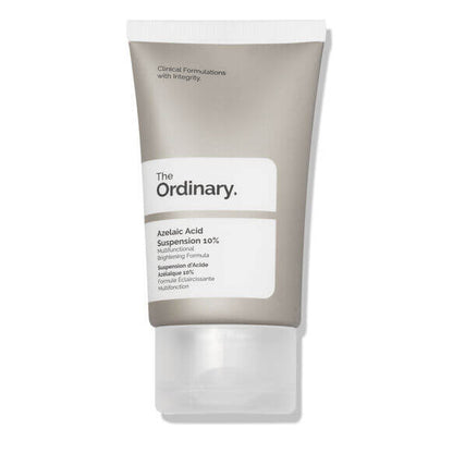 The Ordinary Azelaic Acid Suspension 10% in a tube, a skincare product for brighter, clearer skin.