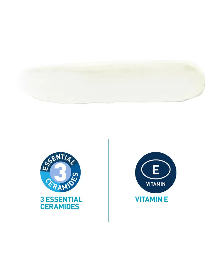 Two icons representing '3 Essential Ceramides' and 'Vitamin E' on a white background.