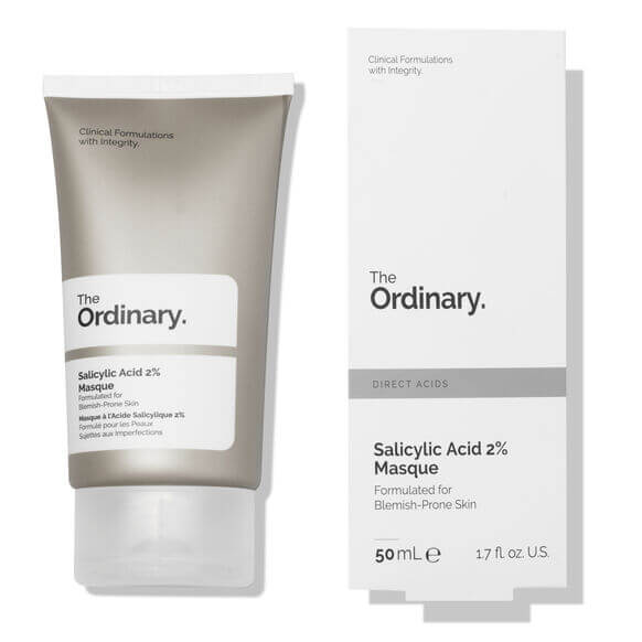 The Ordinary Salicylic Acid 2% Masque 50ml tube and box for clearer, smoother skin, ideal for blemish-prone skin types.